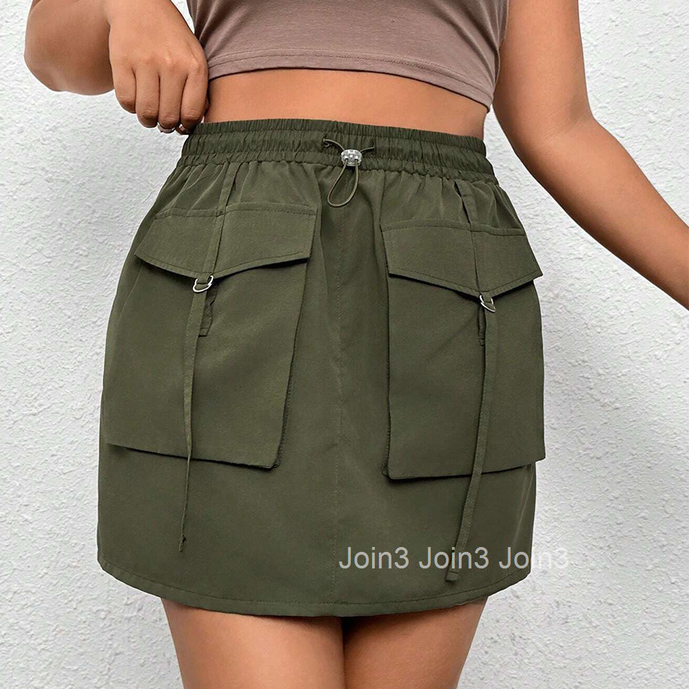 Large Size Womens Clothing Autumn and Winter New Item Ins Street Fashion Elastic Waist A-line Skirt Workwear Half Skirt