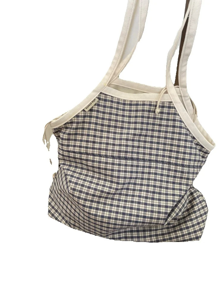 2025S designer new Korean high-end texture niche commuting white lace hollow canvas tote shoulder women bag
