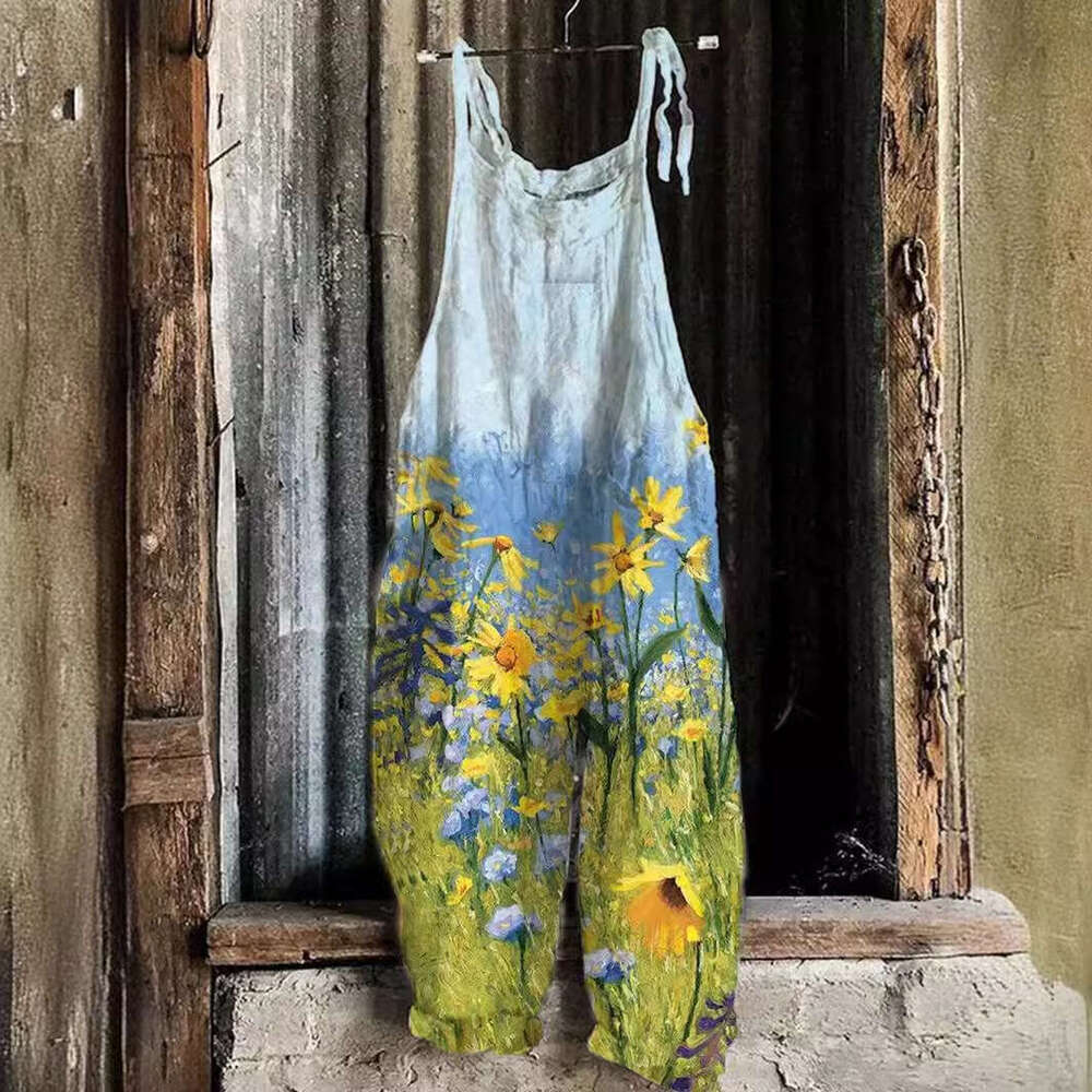 Wide Leg Jumpsuit Summer New Women S Printed With Suspender Jumpsuit For Women
