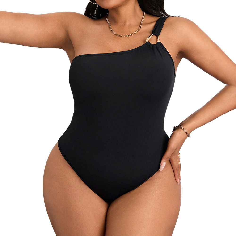 Plus Size Womens Sexy Single-sided Camisole Jumpsuit for Summer Sleeveless Waist Cinching Slimming Tapered Pants