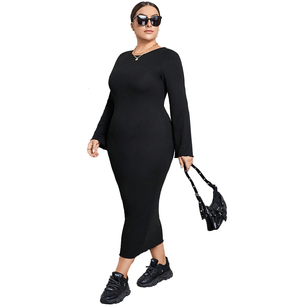 Large Womens Clothing Autumn and Winter Fashion Knitted Long Skirt Niche Design Sense Sexy Backless Dress