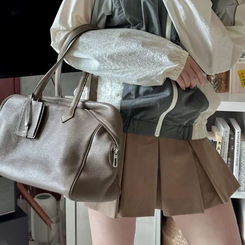 High Quality Designer Bags New High-End First-Layer Cowhide Large-Capacity Boston Commuter Portable Shoulder Underarm Travel Bag Casual Luxury Bag