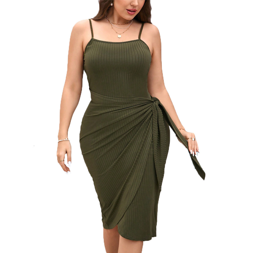 Large Size Elegant Style Sleeveless Dress Summer New High Waisted Pleated Pullover Suspender Hip Hugging Skirt for Women
