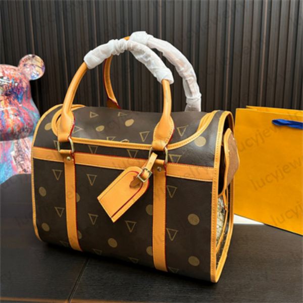 Designer Pet Carrier Bag Luxury Puppy Kitten Suitcase Genuine Leather Functional Sling Bag Classic Brand Tote Bags Outdoor Pet Bag Travel Walking