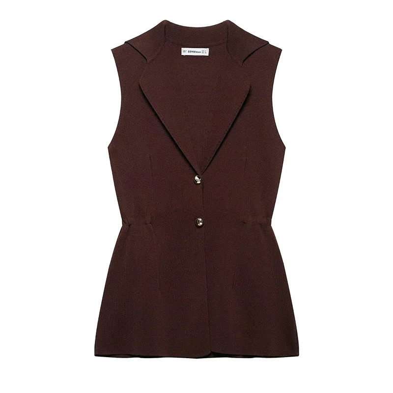 Willshela Women Fashion Solid Single Breasted Knitted Vest Tank Tops Vintage VNeck Sleeveless Female Chic Lady Top 250506