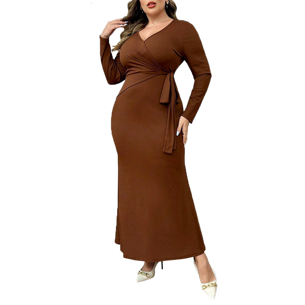 Plus Size Womens Mature Dress with Intellectual Style Autumn and Winter Simple and Sexy Ankle Length Skirt