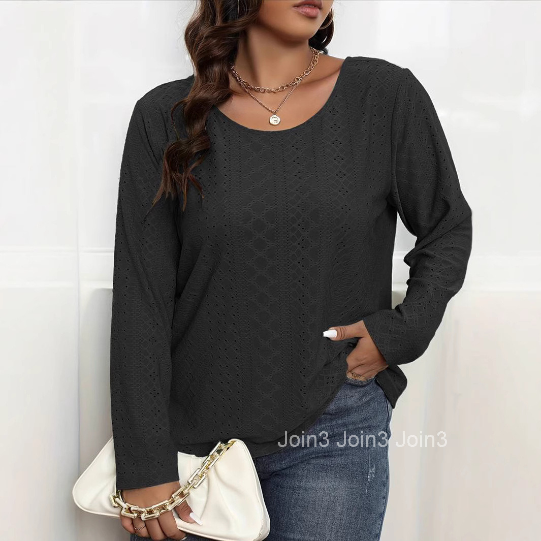 Basic Plus Size Womens Simple and Sexy T-shirt Autumn and Winter New Loose and Slimming Top