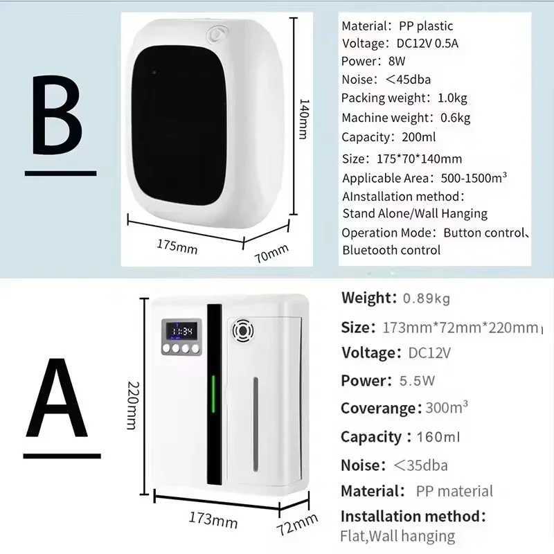 Scent Machine Aroma Diffuser Wall Mounted Hotel 160ML Aroma Diffuser With Fan Inside For Large Area Hotel Lobby Home Fragrance W250516