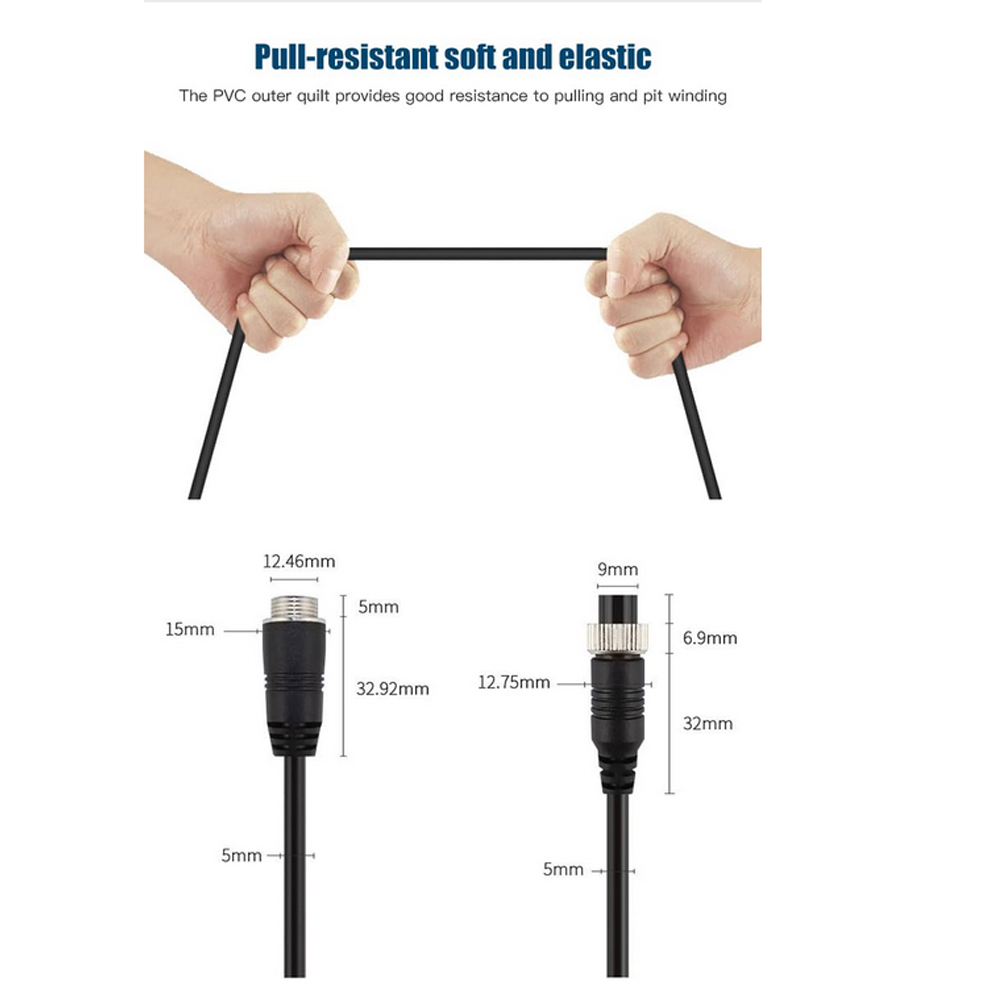 Auto 4-pin Aviation Video Extension Cable RV Reversing Monitor CCTV System Car Video Extension wire