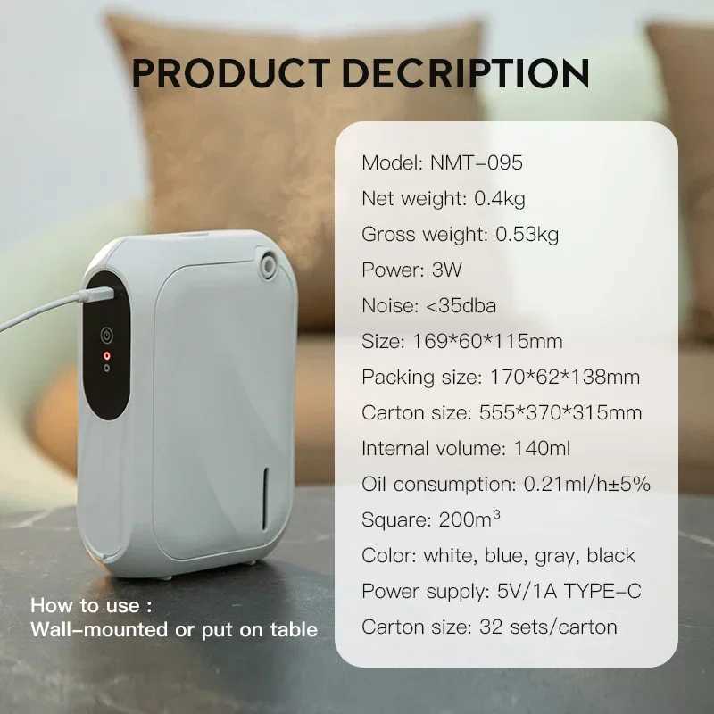 NAMSTE Hotel Scent Diffuser 200m Wall Mounted Essential Oil Diffuser Scent Machine Fragrance Launcher Device For Living Room W250516