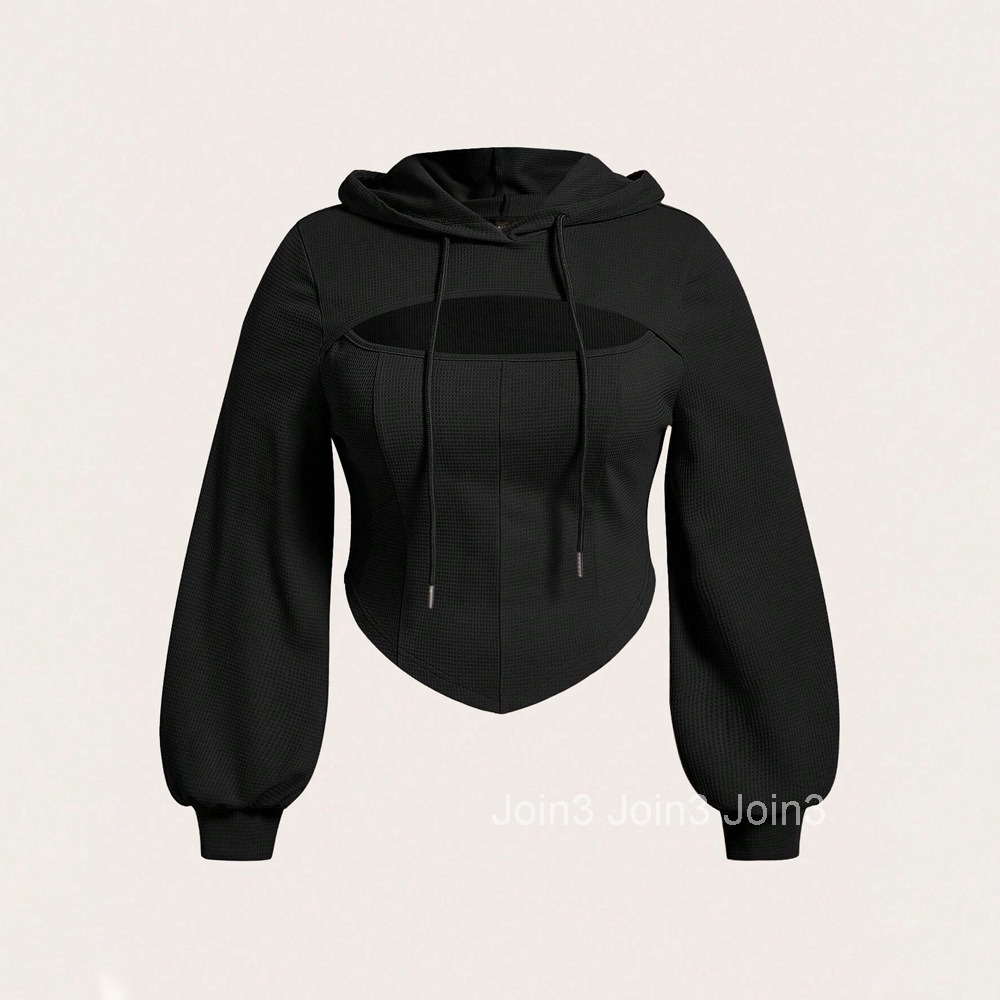 Plus Size Womens Fashion Hoodie Autumn and Winter New Item Fake Two-piece Long Sleeved Top