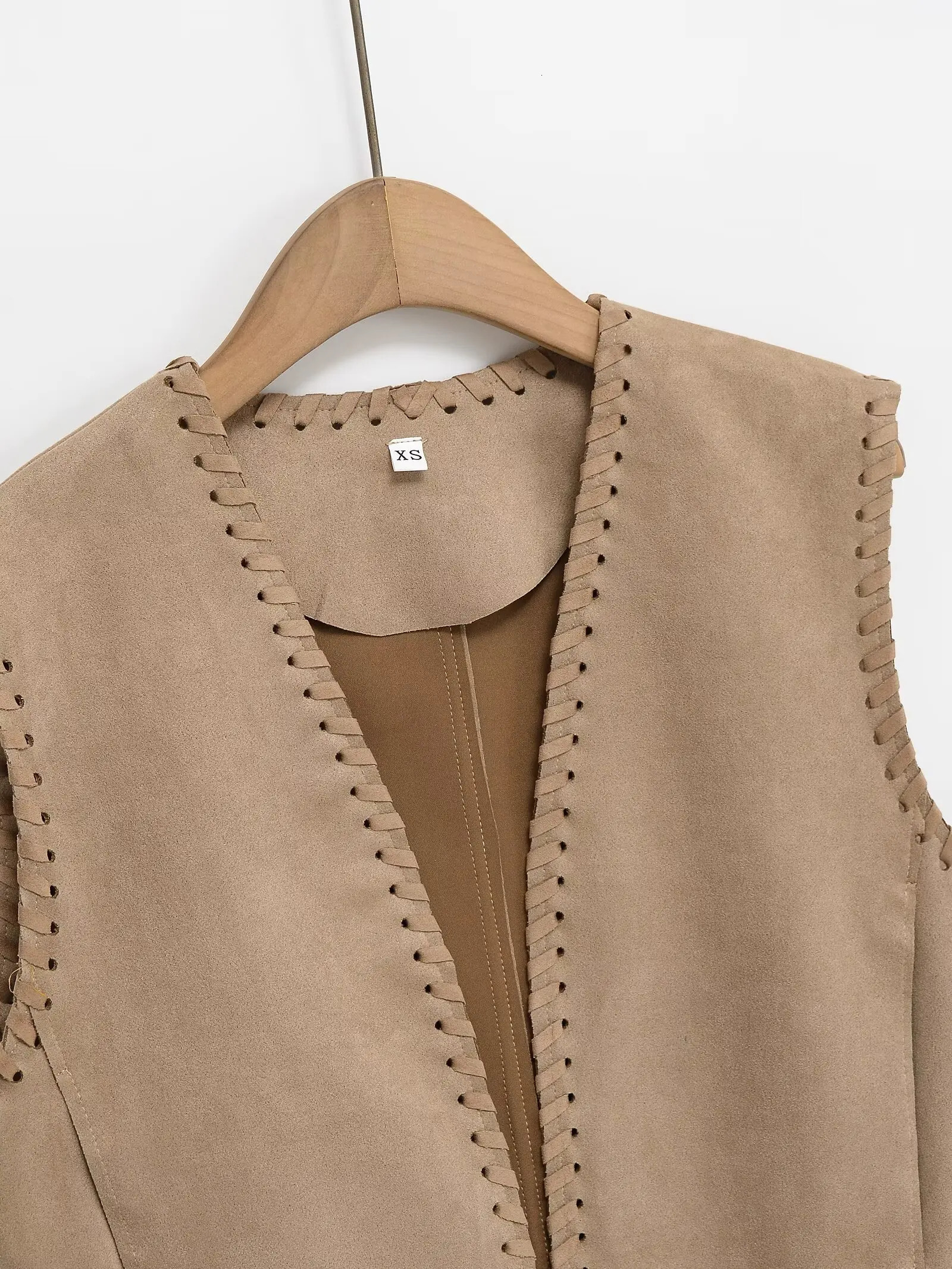European and American style 2025 n suede texture buckless fashion versatile vest 250506