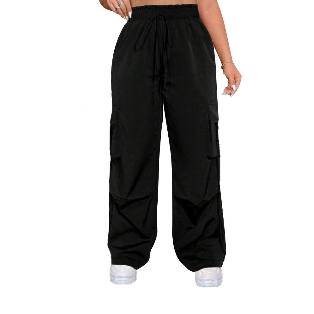 Large Size Womens American Street Work Pants for Spring and Summer 2025 New Elastic Waist Functional Style Pants