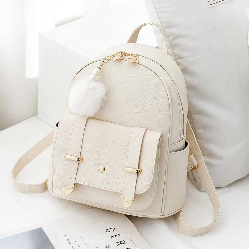 Female PU Small Teenage Girls Fashion Leisure Zipper Shoulder Bag Knapsack High-capacity Women Mini School Backpack