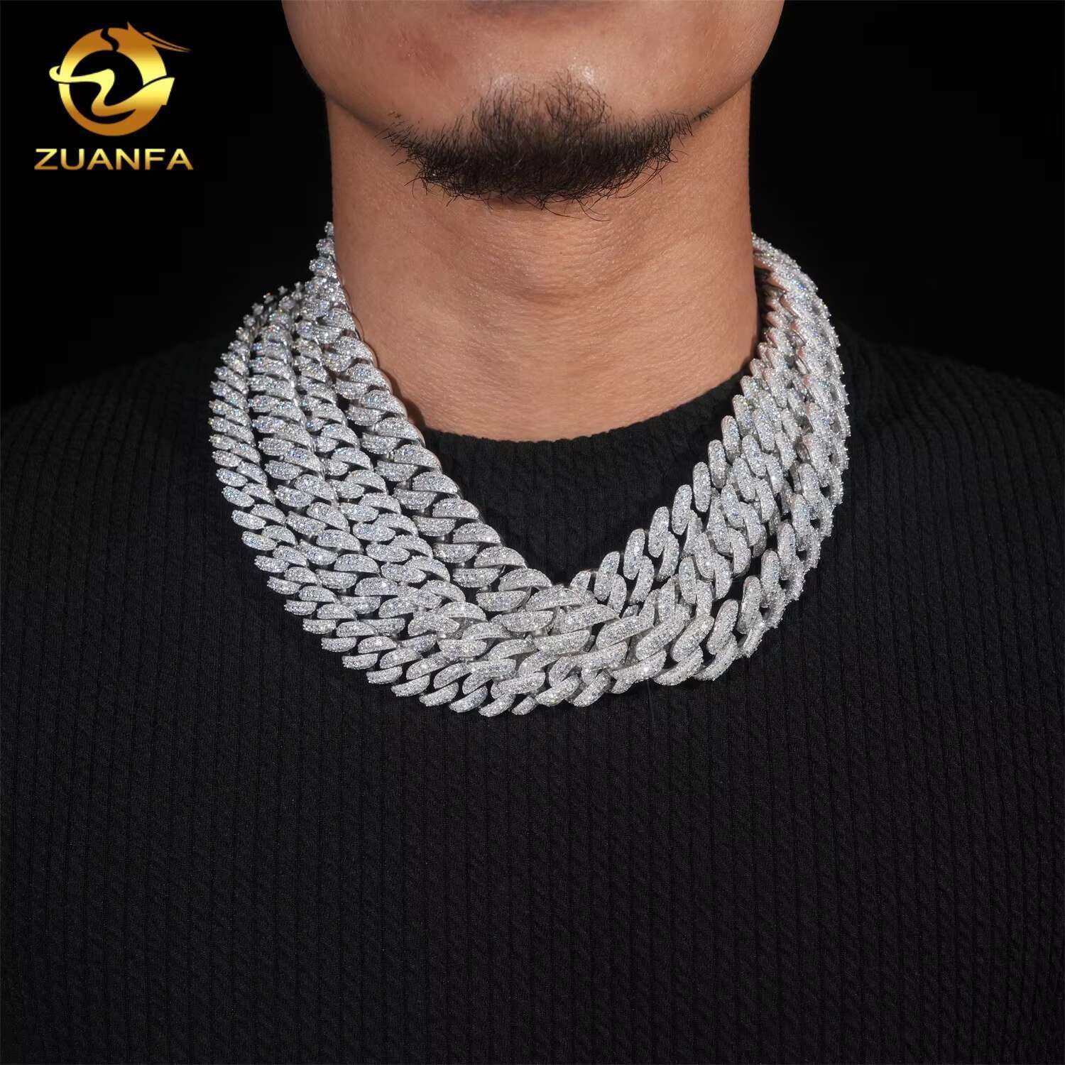 Pass Diamond Tester Hot Selling 925 Sterling Silver 13mm 15mm 16mm 18mm Iced Hip Hop Moissanite Cuban Link Chain