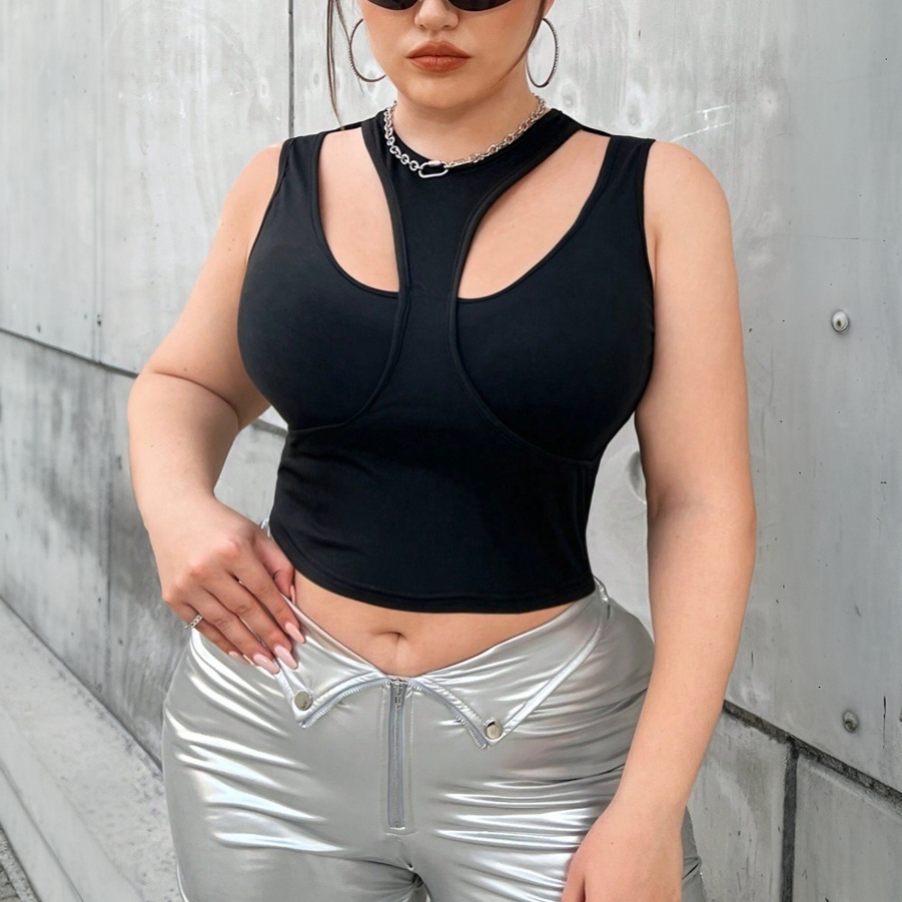 2025 Plus Size Womens Spring and Summer New Item Ins Trendy T-shirt Slim Fit and Slimming Fake Two-piece Top