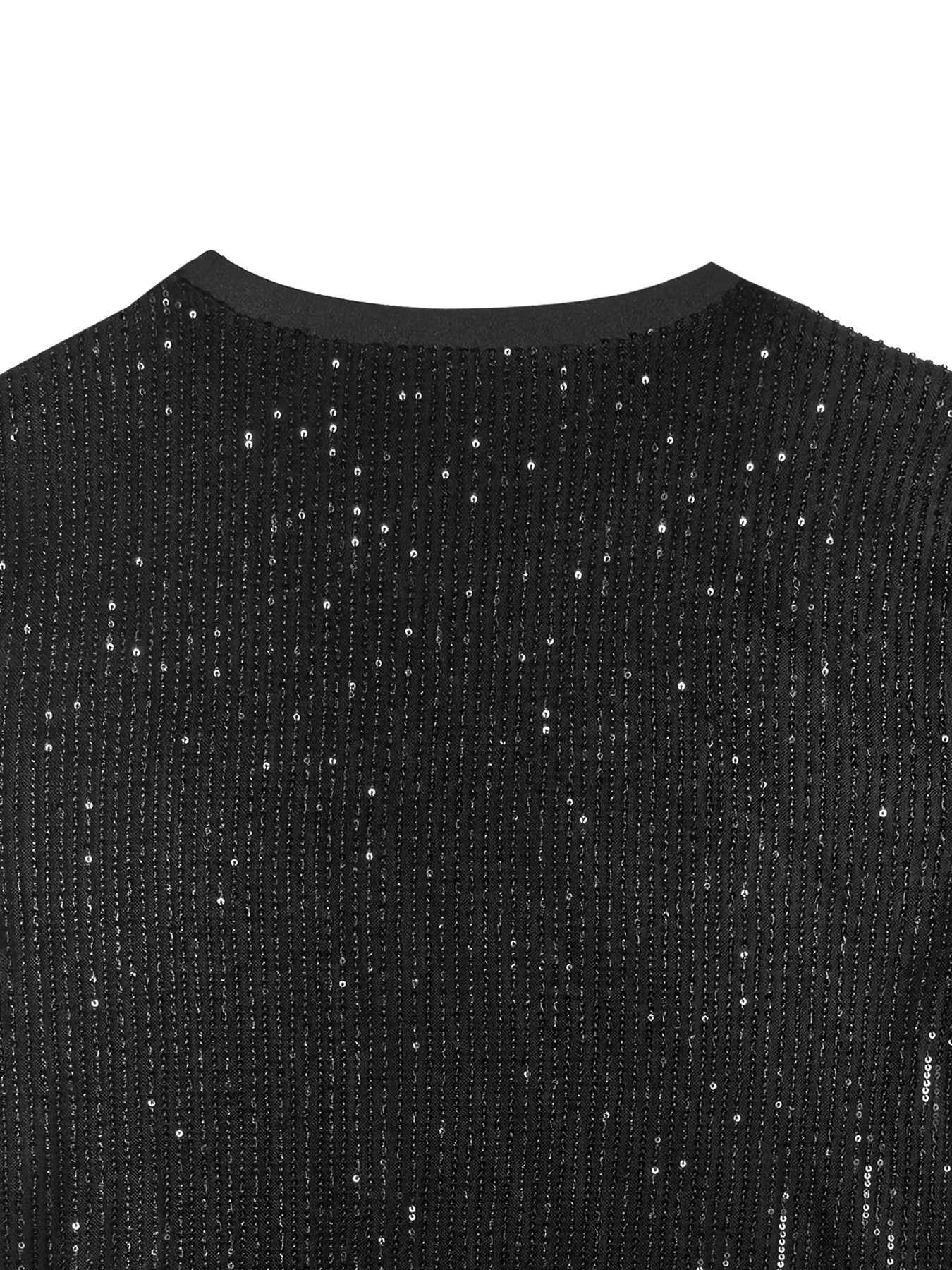 Plus Size Womens Sequined Dress Casual Round Neck Short Sleeve Knitted Polyester A-line Loose Fit Solid Color Mid-length 250515