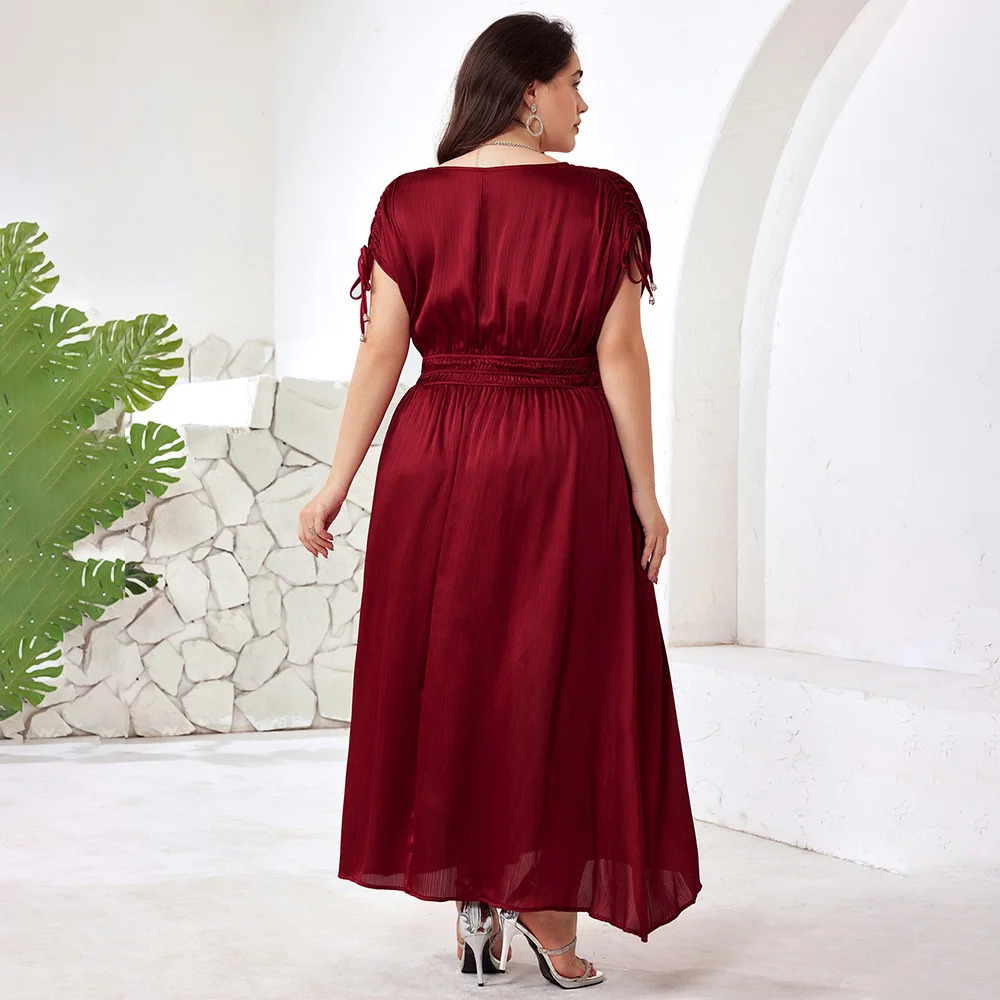 Womens Plus Size Evening Dresses Summer Oversize Red Formal Occas Long Dress Female Large Elegant Prom 250506