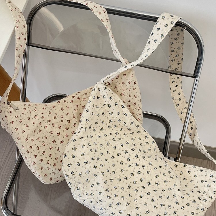 2025S designer casual big women summer new item floral canvas large capacity class commuting shoulder bag crossbody bag
