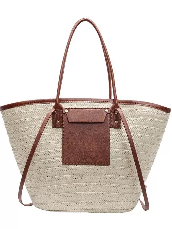 New Travel Style Fashionable Woven Handheld Tote Bag Large Capacity Beach Bag