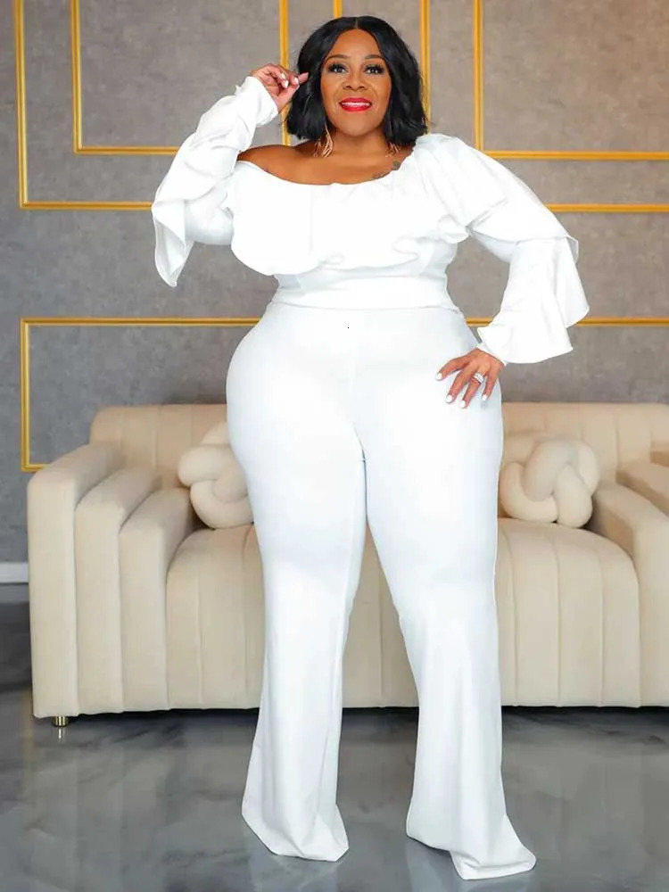 Elegant Woman Jumpsuit Autumn Slash Neck Jumpsuit Casual Woman Clothes One Piece Long Sleeve Jumpsuit Sexy Plus Size Looks 250515