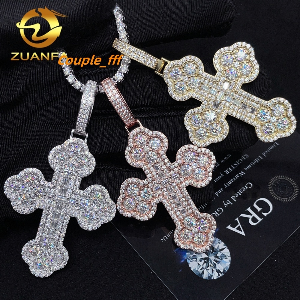 All Pass Diamond Tester Hip Hop Jewelry New Design GRA Certified 925 Sterling Silver VVS Moissanite Cross Iced Out Pendant
