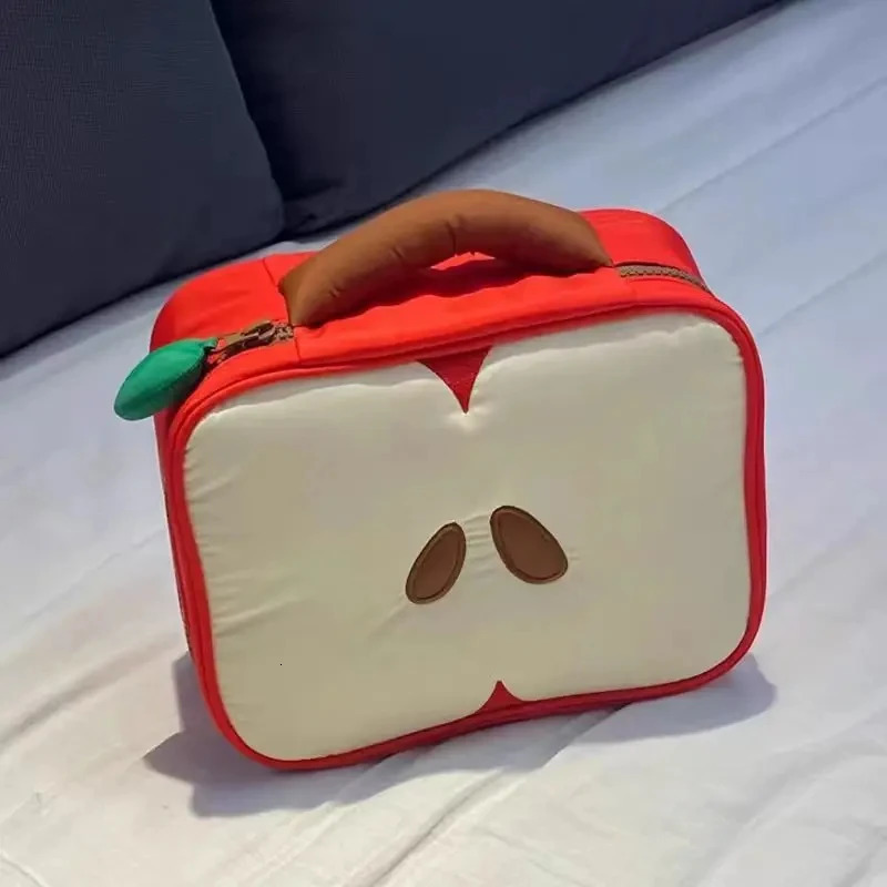 Cartoon Apple Pattern Makeup Bag Women Travel Storage Pouch Cosmetics Toiletry Storage Pouch Females Handbag Christmas Gift 250530