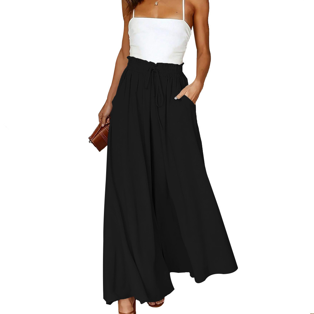 Large Womens Clothing with Simple Design and Wide Leg Pants Summer New High Waisted Slightly Flared Casual Pants for Women