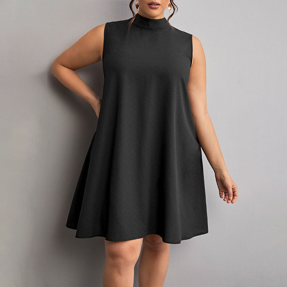 2025 Large Womens Elegant Style Dress Spring/summer New Half High Collar Temperament Short Skirt