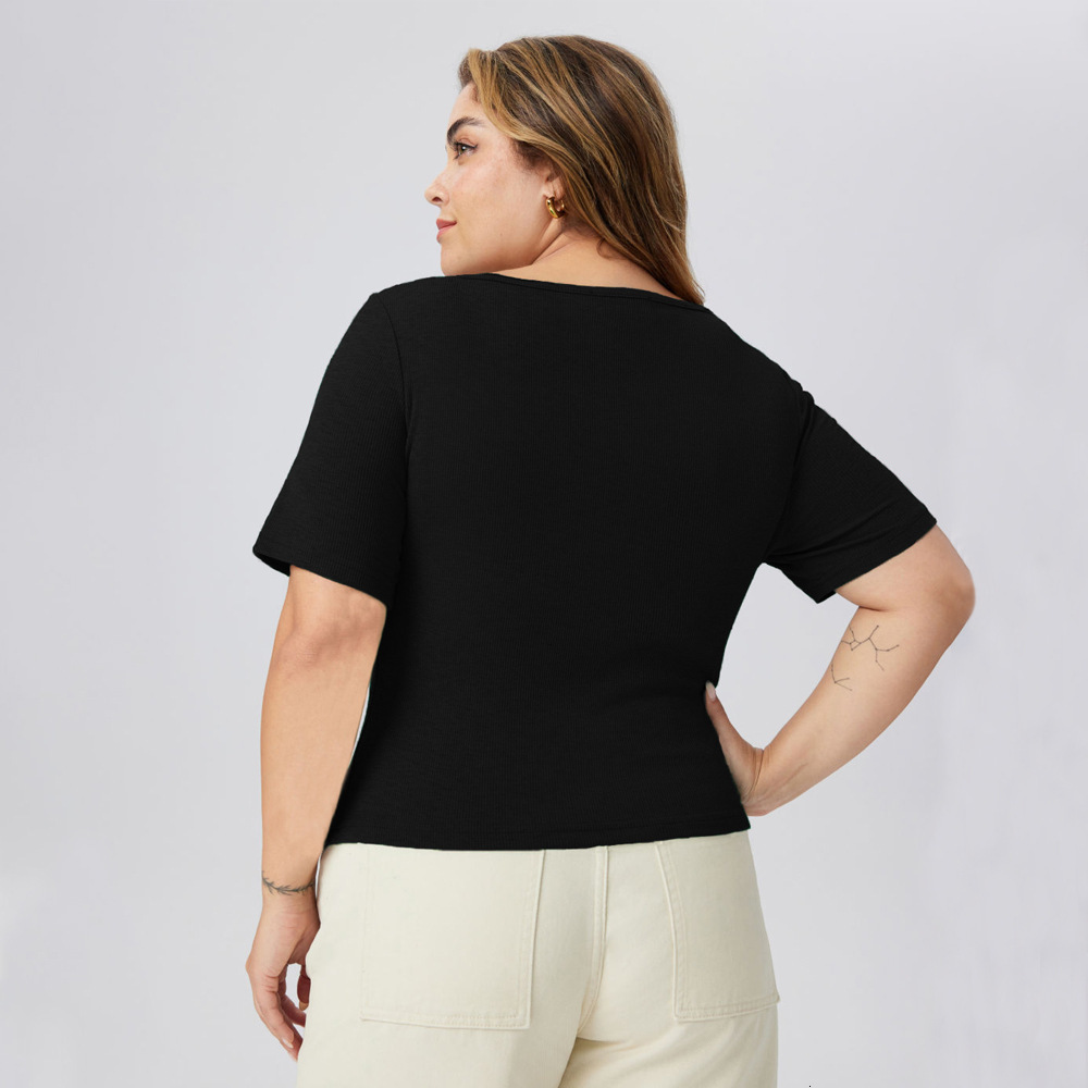Short Sleeved T-shirt for Women in Spring Solid Color Slim Fit Simple Ins Casual Base Shirt Top