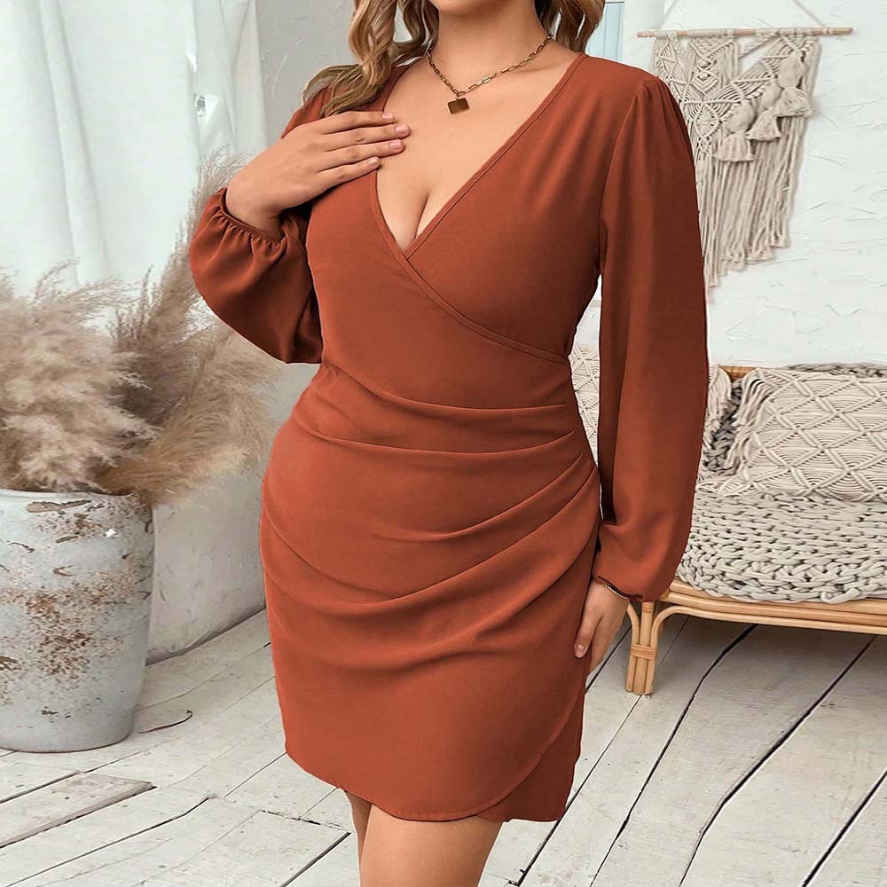 Large Size Womens French Elegant Style Dress Autumn and Winter Ladylike Intellectual Temperament Short Skirt