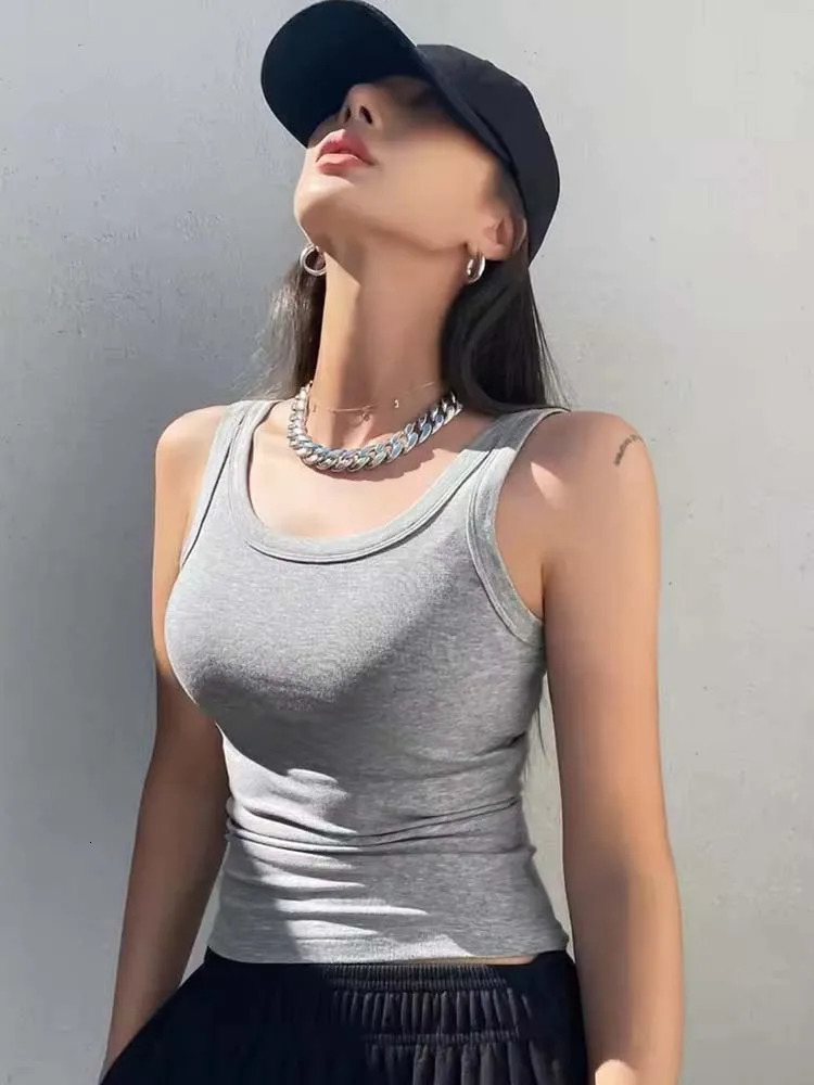 Tank Soft Top For Women Summer Outfits Tight And Sexy Knitted Bottom Shirt Sleeveless Outerwear 250506