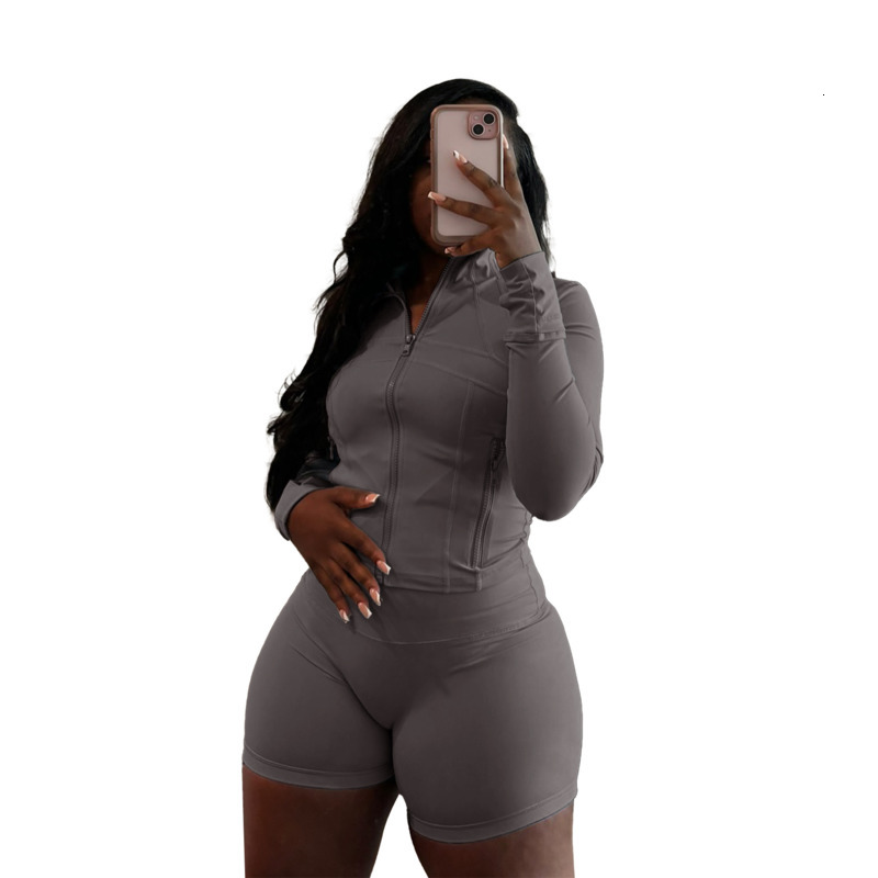 Women Tracksuits Two Pieces Set 2025 New Fashion Sports Leisure Sexy Tight Long Sleeve Shorts Sportwear 16 Colours