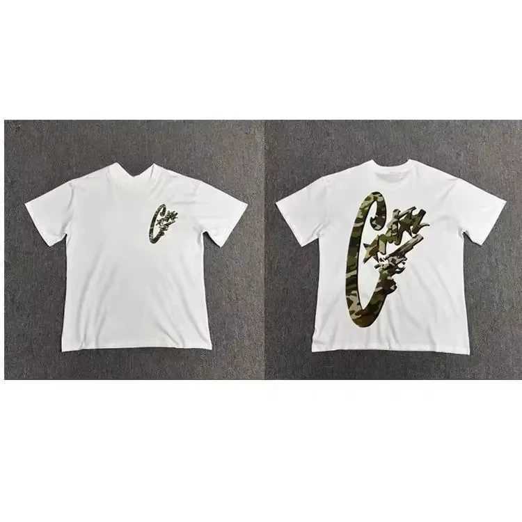 Series Demon Camouflage Handgun Letter Pattern Printing American Style Street Hip Hop Short Sleeves T-Shirt X250516