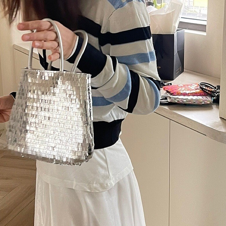 2025S designer new women Han Fan ins dress versatile commuting niche design glitter handbag crossbody bag