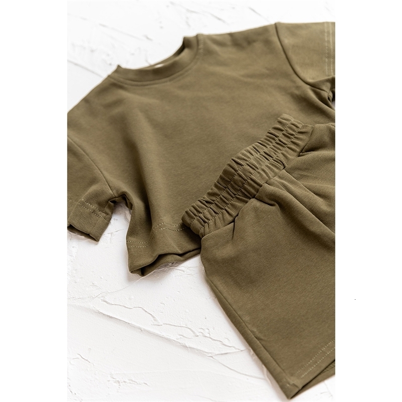 2pcs Kids Basic Tracksuits Summer Solid Baby Boy Sport Outfits Children Clothes Sets T-Shirt Shorts Set for Toddler Girls 250515