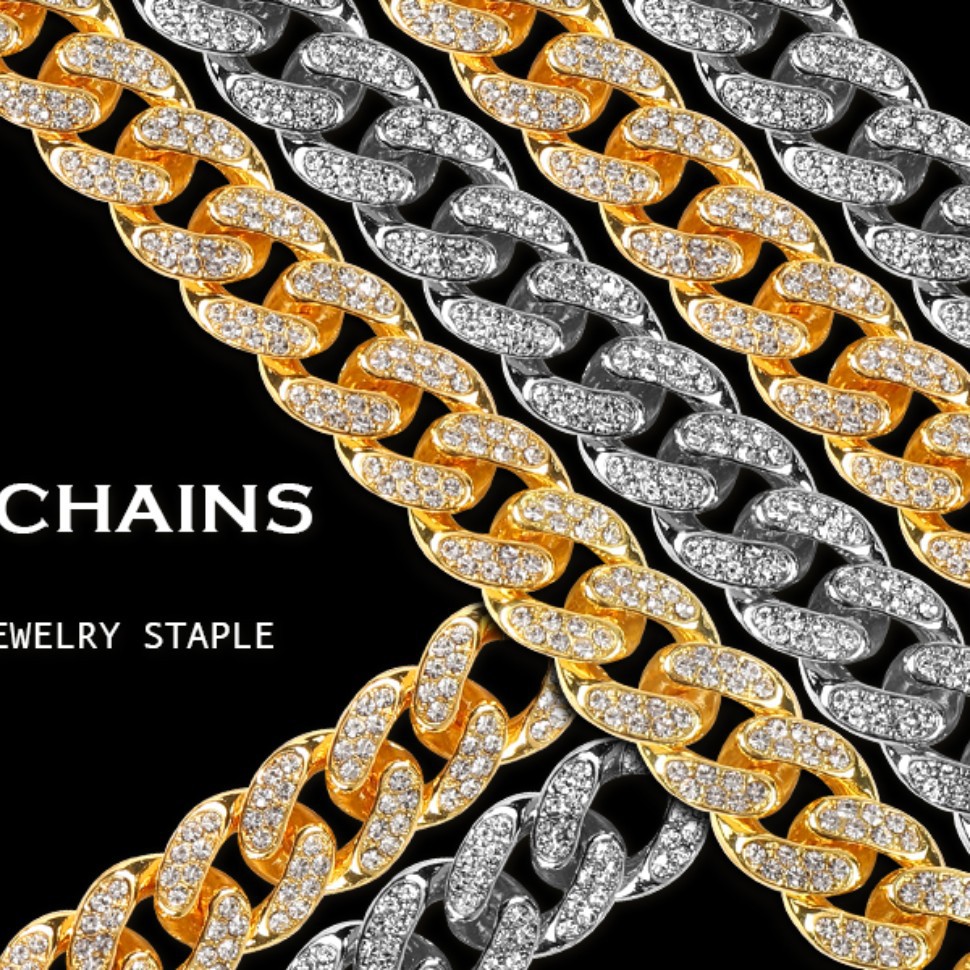Hip-Hop Elegance: Premium 12mm Golden Cubic Links Embedded With Dazzling AAA Gems