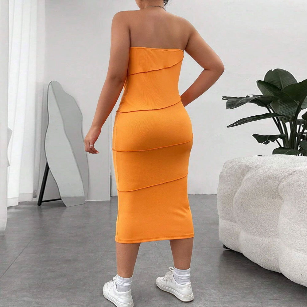 New Plus Size Instagram Influencer Slim Fit Slimming Hip Hugging Sexy Strapless Dress Fashionable Dress
