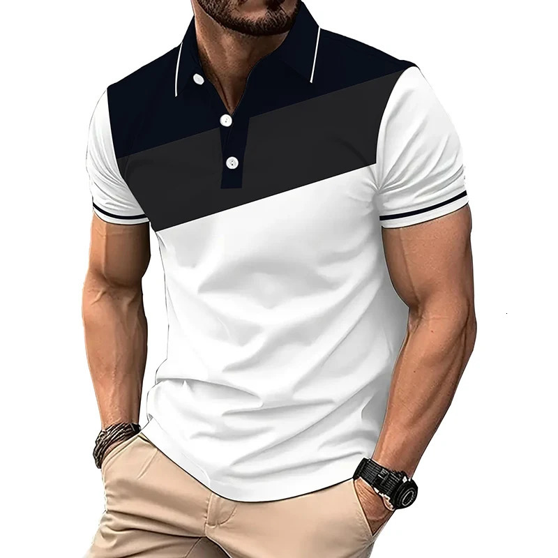 Striped mens short sleeved polo shirt summer fashion collar Tshirt comfortable and simple toplevel Tshi 250506Z