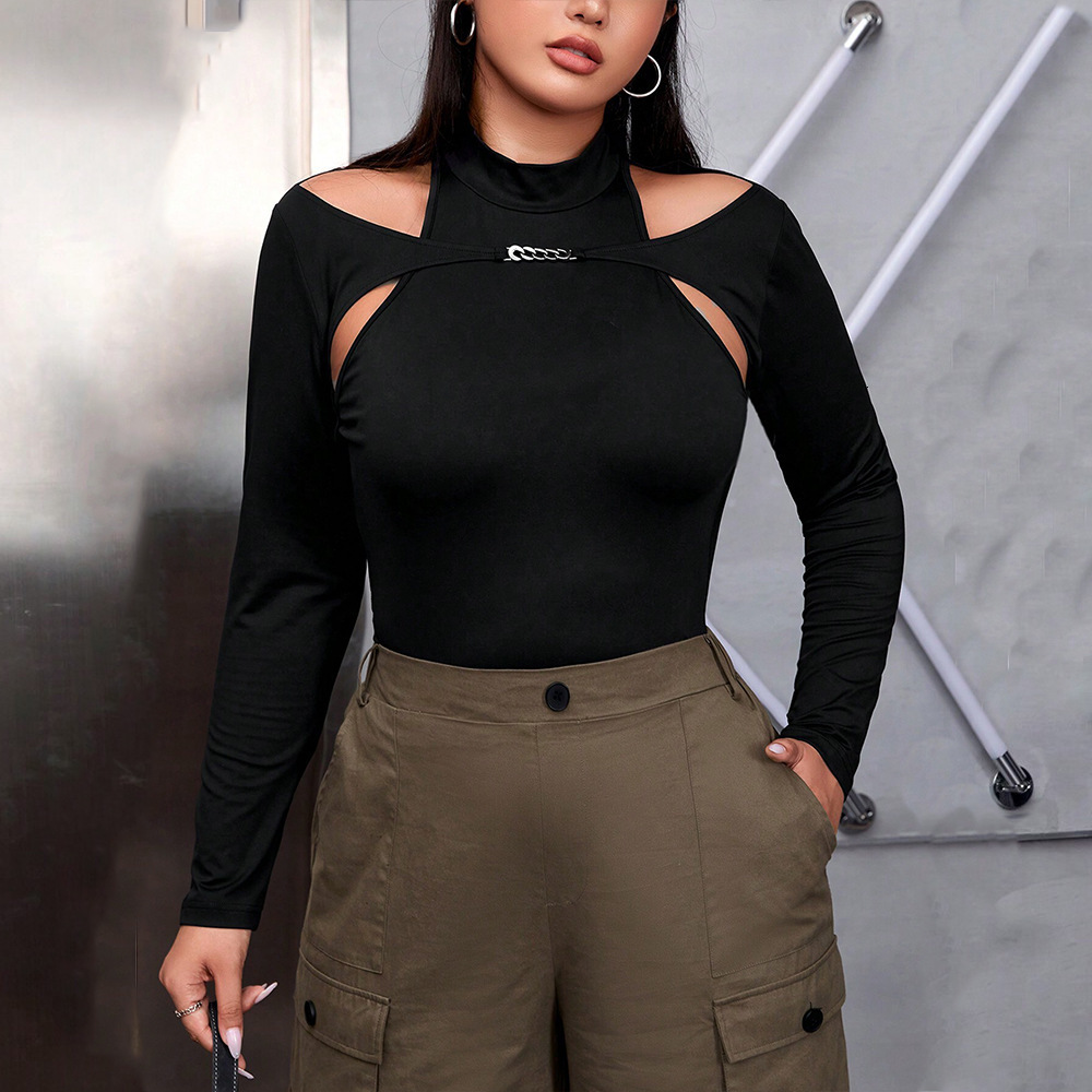 Oversized Womens Clothing Instagram Trendy Style Fake Two Piece T-shirt for Autumn and Winter Niche Design Sense Long Sleeved Top