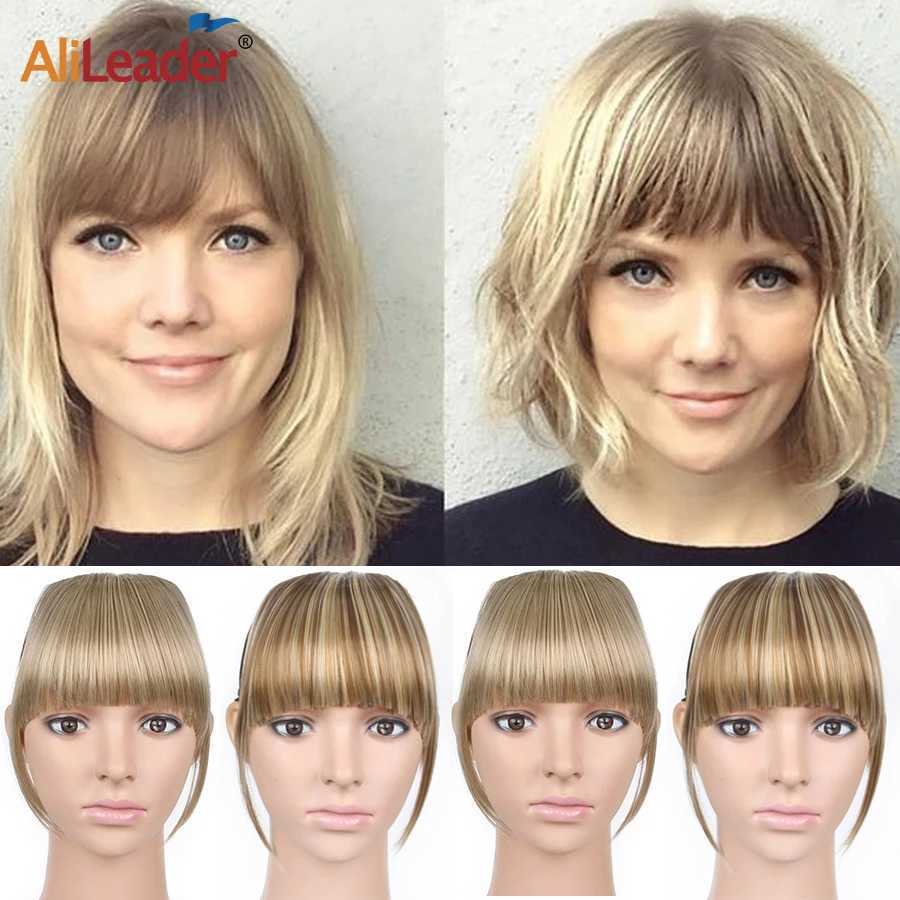 Alileader New Synthetic Blunt Bangs Soft Light Hair Bangs Clip On Hair Style Extensions False Fringe More Durable Straight Bang W250516