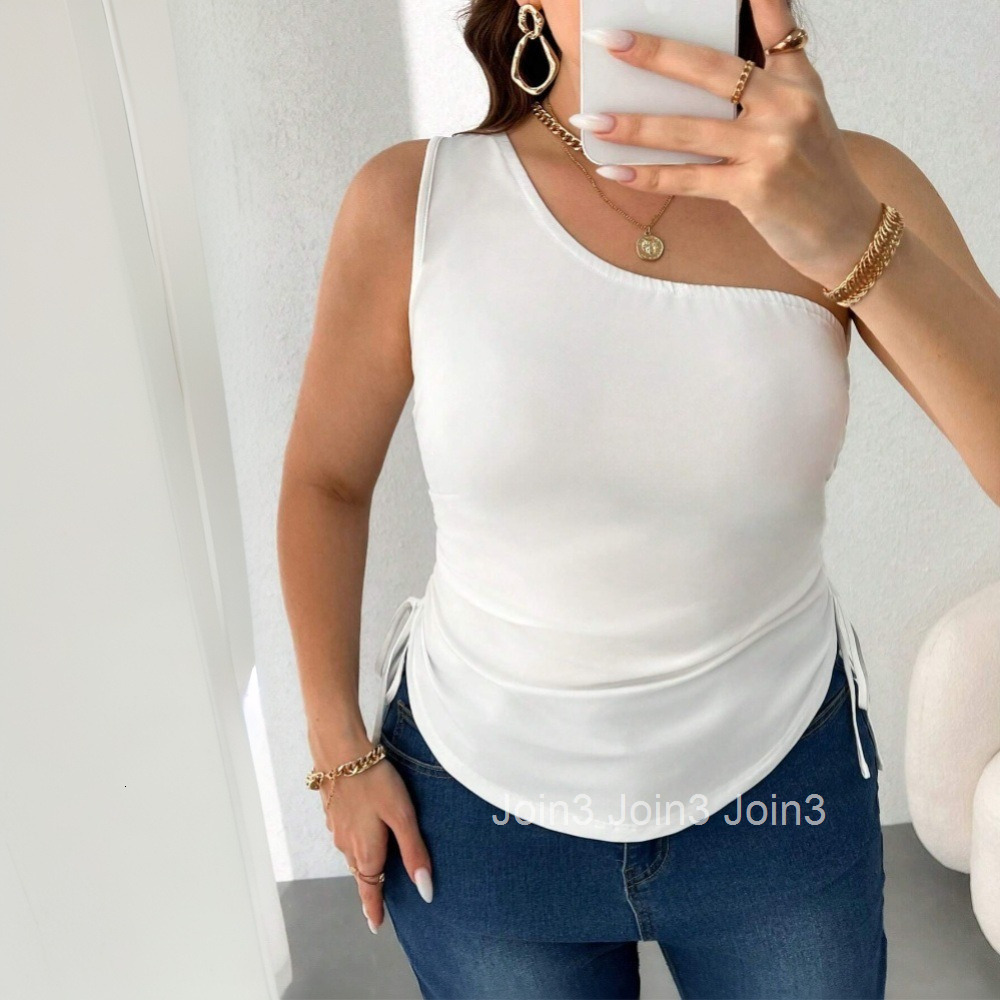 Plus Size Womens Simple and Elegant T-shirt for Spring and Summer 2025 New Slanted Neck Slimming Top
