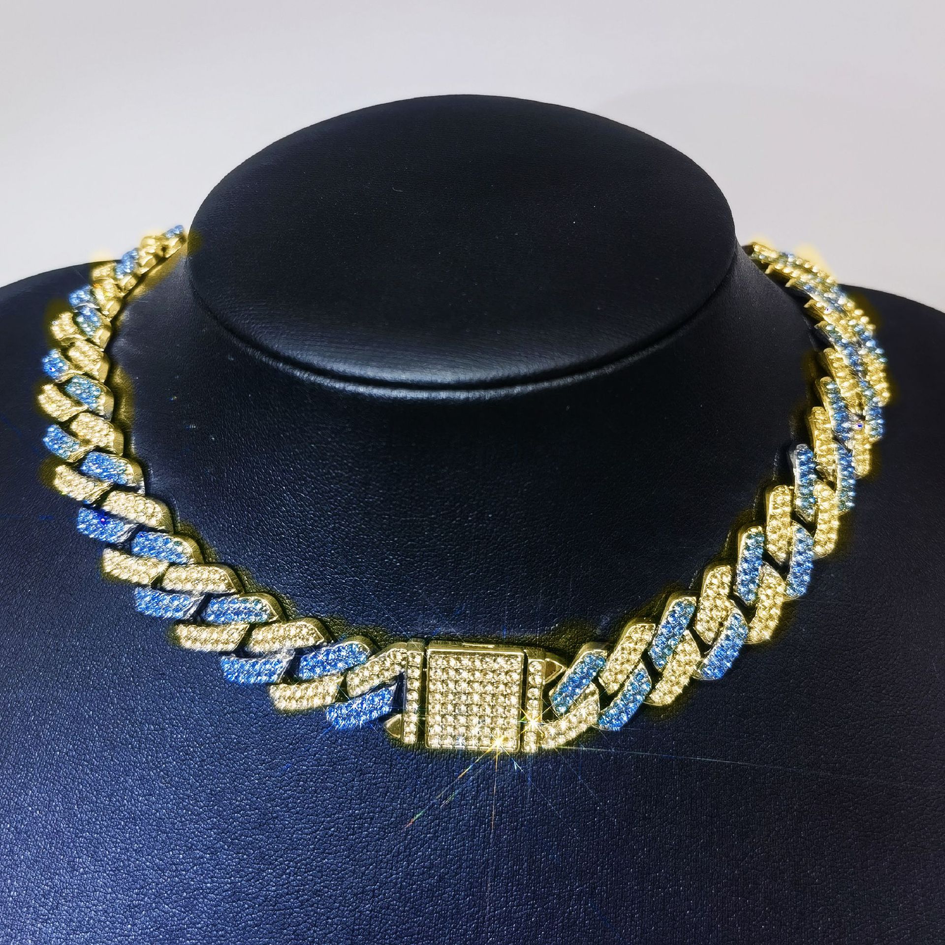 High-Quality 14mm Full Diamond Cuban Link Necklace for Men - Hip Hop Style Chain - Wholesale Cross-border Fashion Jewelry