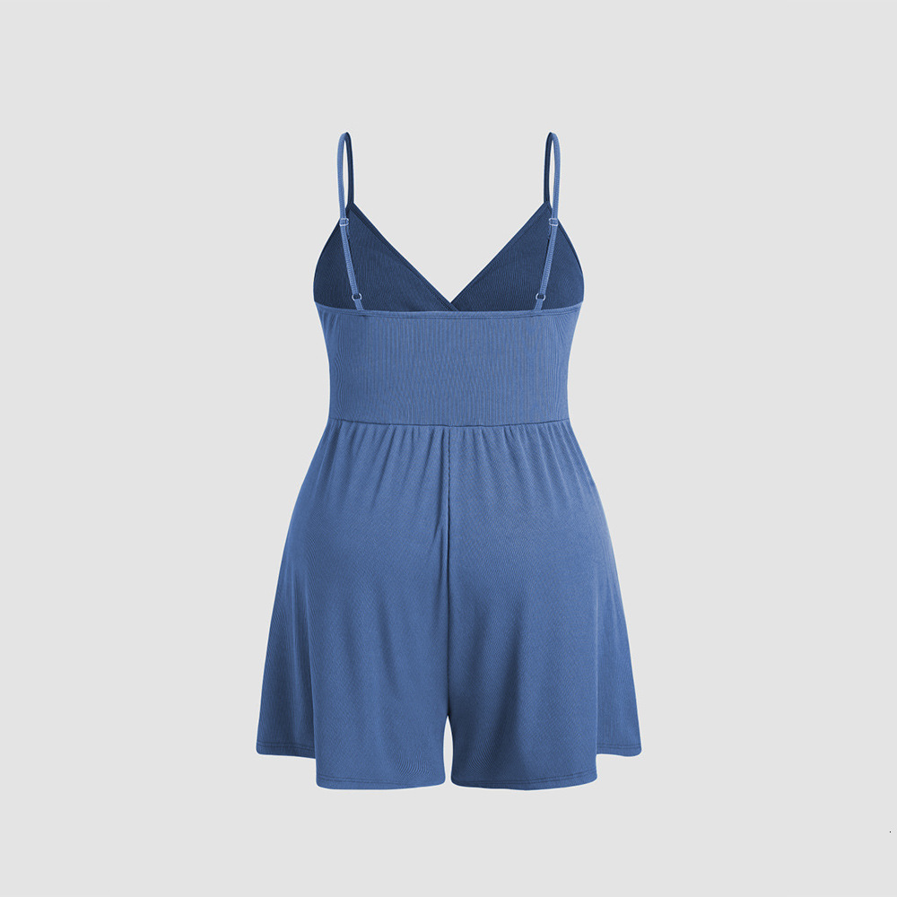 Plus Size Sleeveless Camisole Jumpsuit Summer Vacation Style Cinched Waist Jumpsuit Shorts
