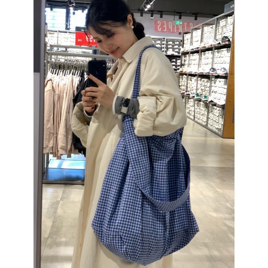 2025S designer shoulder lazy feeling blue checkered bulky large capacity autumn and winter lightweight artistic women crossbody tote bag
