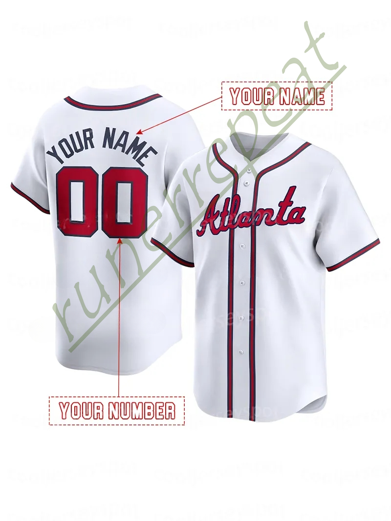 Baseball Jersey Matt 28 Olson Harris II Sean 12 Murphy Ozzie 1 Albies Austin Riley 13 Acuna Jr. Customized Name Number Stitched