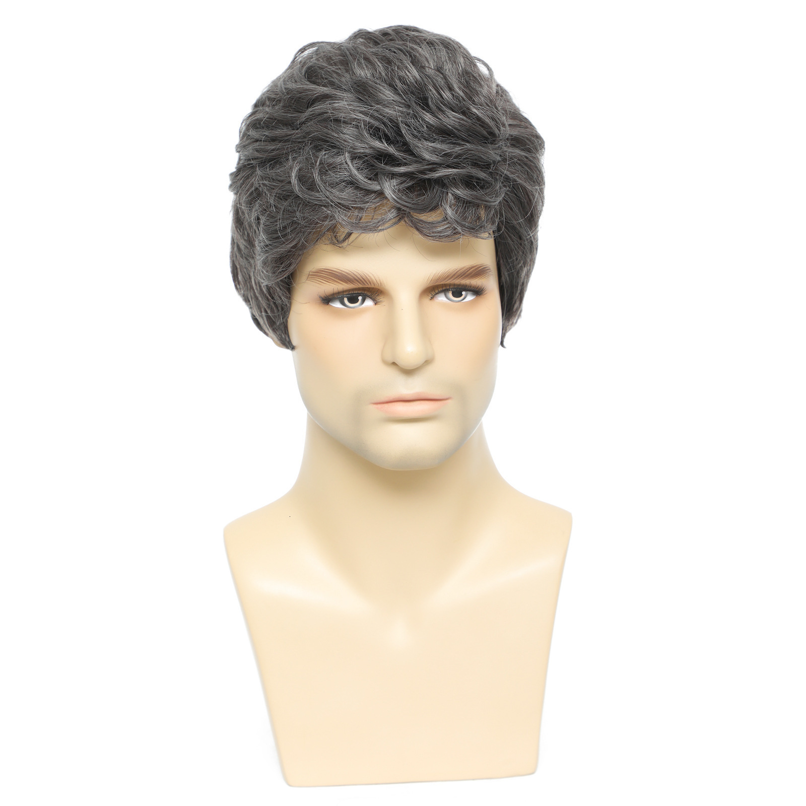 2023 New Mens Wig Short Mens Grey Wig Layered Natural Hair Clothing Heat Resistant Synthetic Wig