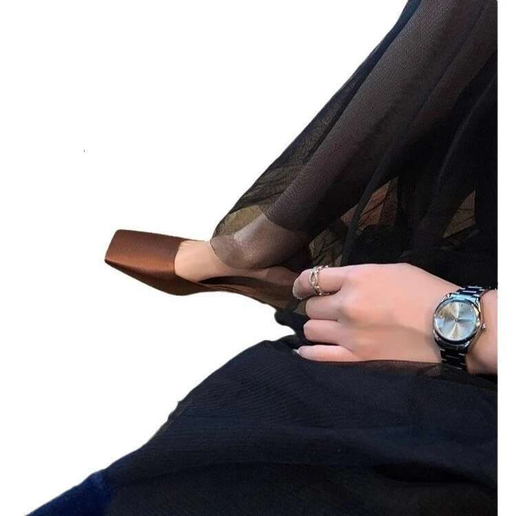 Modern Women Slippers French Square Head Light Mouth Satin Triangle Sandals Summer