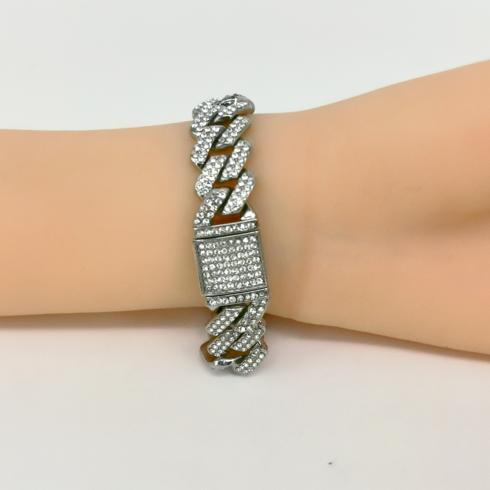 High-Quality 14mm Full Diamond Cuban Link Necklace for Men - Hip Hop Style Chain - Wholesale Cross-border Fashion Jewelry