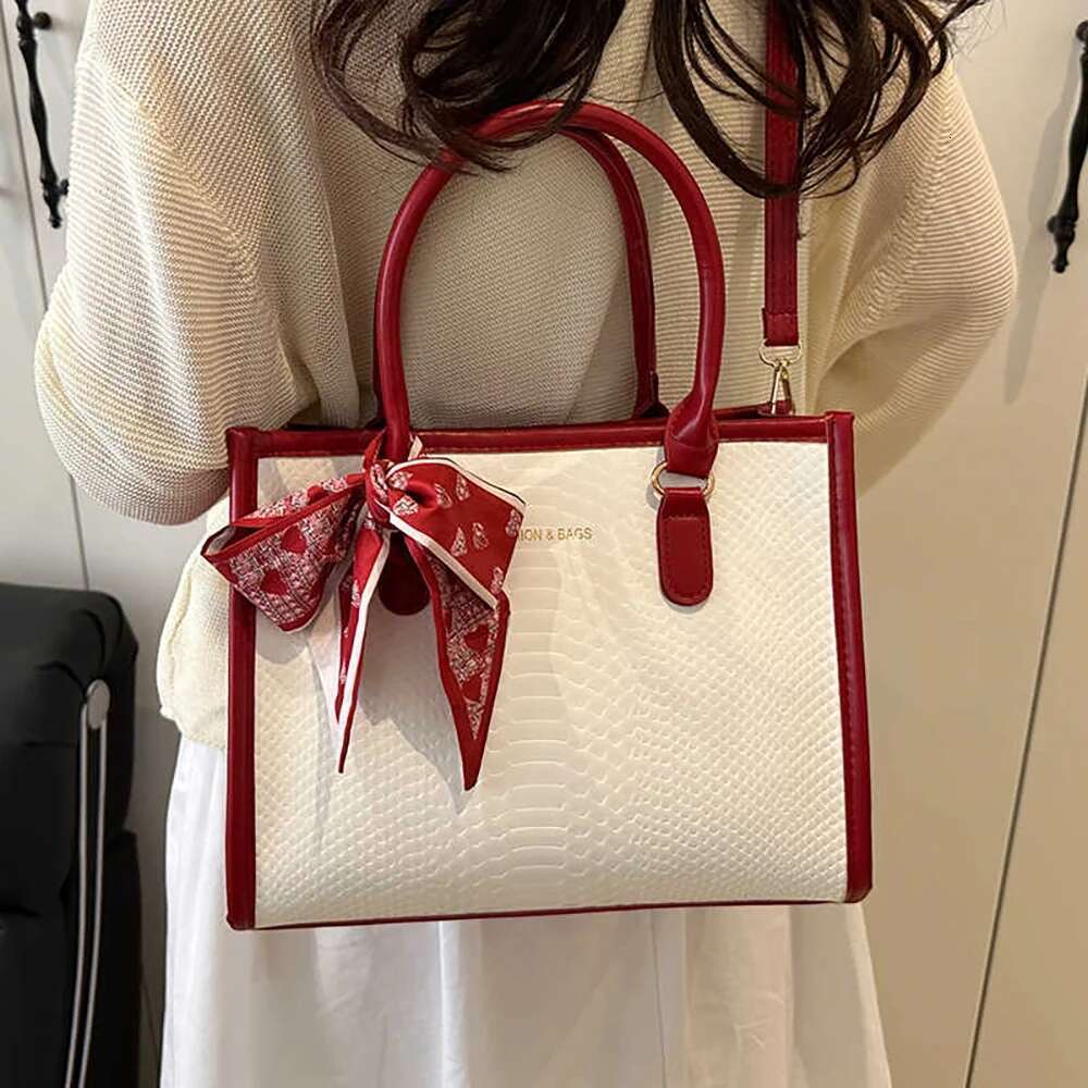 Stone Pattern Hand-Held Totes Bag For Women 2025 Contrast Color Single Shoulder Bags Versatile Square Crossbody Lady Pack